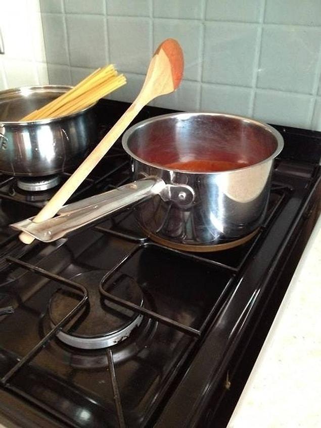 9. That hole in the handle of your pot is useful for more than one reason.