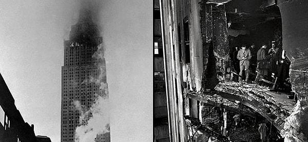 4. 1945'de Empire State binasına bir uçak girmiş ve binadaki asansör operatörü Betty Oliver'ı yaralamış. Kurtarma görevlileri çalışmaları esnasında yanlışlıkla asansörün kablosunu kopartınca asansör 75. kattan yere çakılmış. Kadın ise kurtulmayı başarmış.