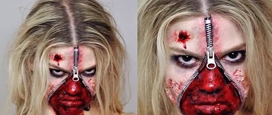 Aşırı Korkunç Fermuara Sıkışmış Surat Makyajı Nasıl Yapılır?