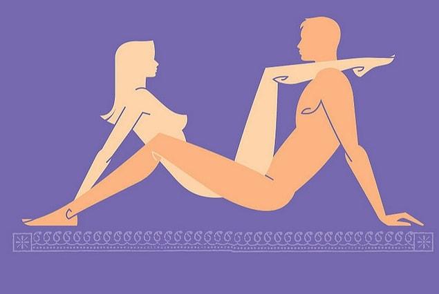 9. What is the sex position where the woman puts her legs on the man's shoulders?