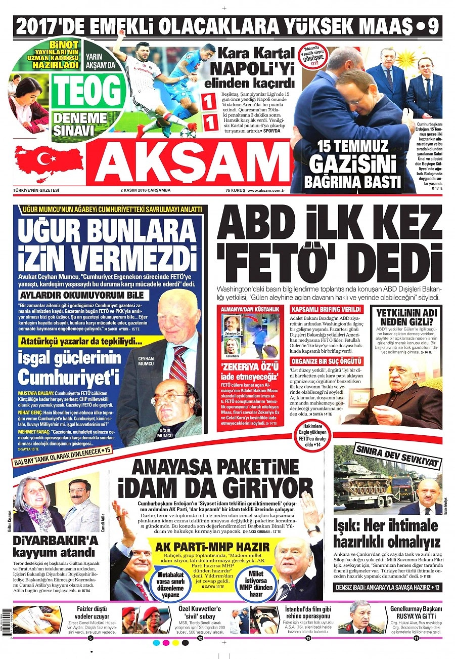 Gazetelerde Bugün | 2 Kasım Çarşamba