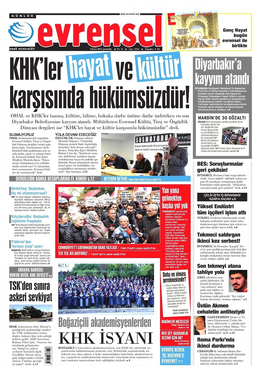 Gazetelerde Bugün | 2 Kasım Çarşamba