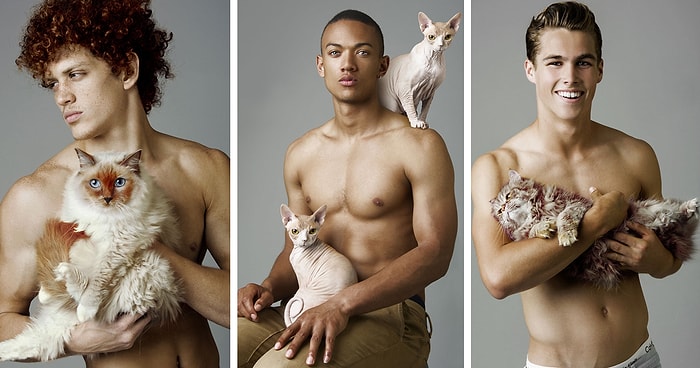 Красавцы без рубашки и их милые котики: горячий фотосет