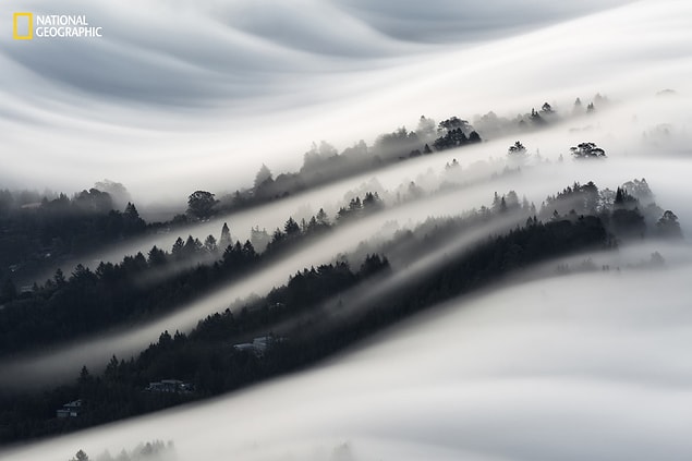 7. Mill Valley'deki sis dalgaları, Kaliforniya.