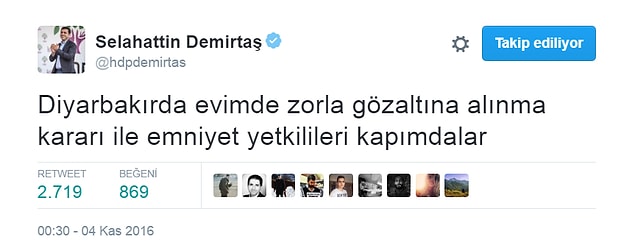 Demirtaş: "Emniyet yetkilileri kapımda"