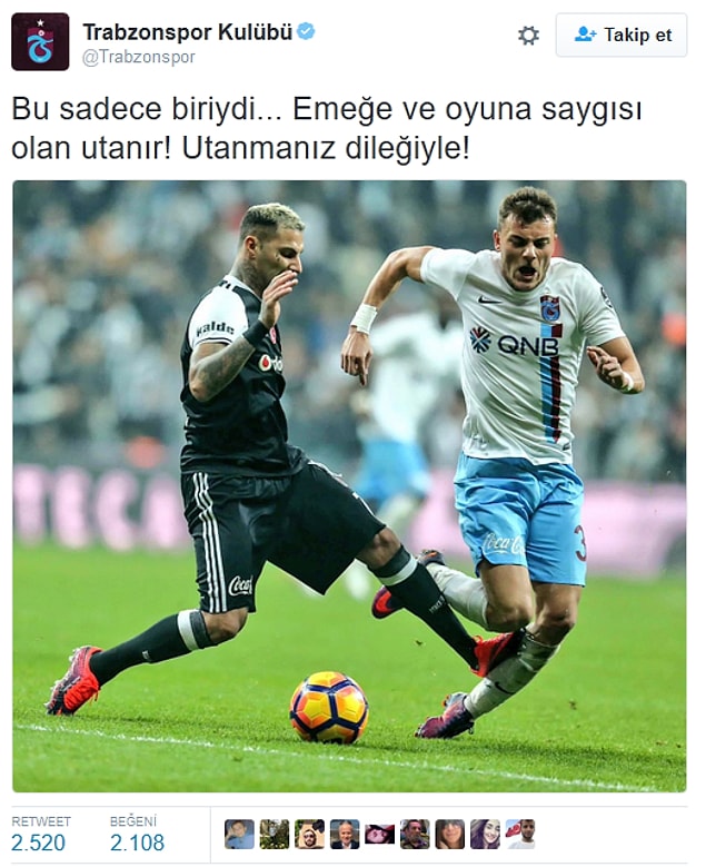 1. Trabzonspor'un resmi hesabından yapılan paylaşım;