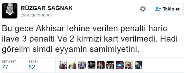 12. Maçın hakemine tepkiler;