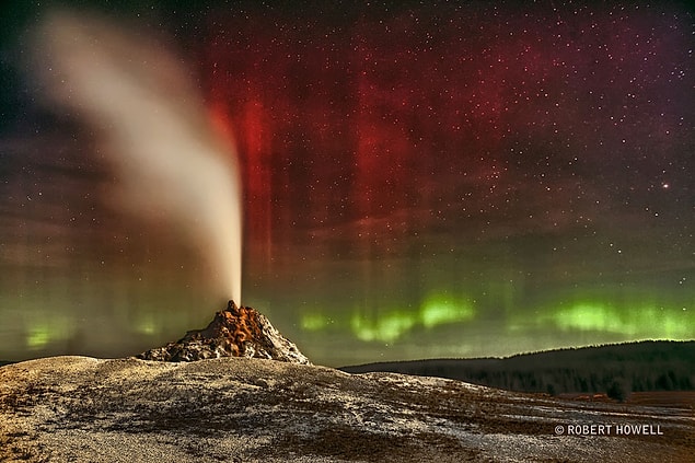 2. Aurora Over White Dome Geyser