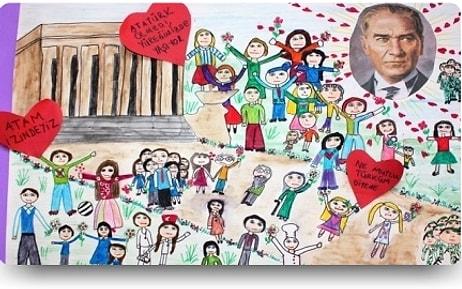 Atatürk Ölmedi Kalbimizde Yaşıyor! Atatürk Özlemini Resimleriyle Anlatan 19 Çocuk