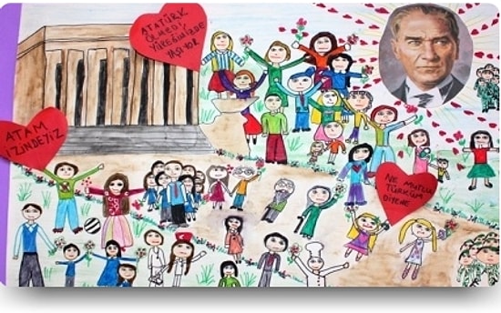 Atatürk Ölmedi Kalbimizde Yaşıyor! Atatürk Özlemini Resimleriyle Anlatan 19 Çocuk