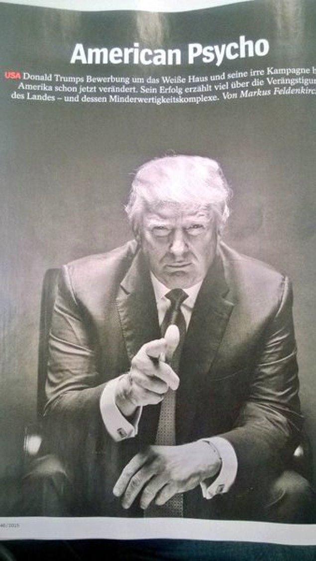9. Der Spiegel'in iç kısmında yer alan Trump benzetmesi: "Amerikan Sapığı" film afişi.