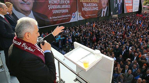 Yıldırım Trabzon'da halka hitabında, "Bahçeli sağduyusu ile ülkenin geleceğini dikkate alarak, anayasa sorununun çözümü için sorumluluk aldı" dedi.