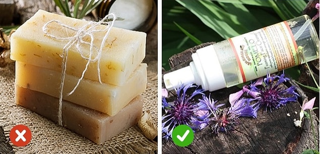 1. Washing your face with soap.