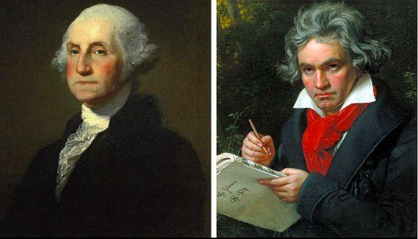 17. Beethoven and George Washington were alive at the same time — in fact, George Washington was in his forties when Beethoven was born.