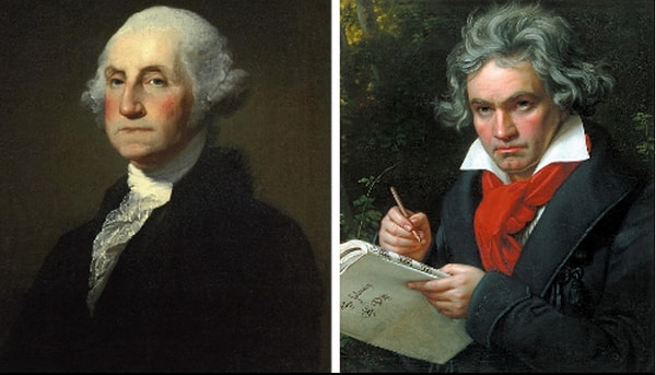 17. Beethoven and George Washington were alive at the same time — in fact, George Washington was in his forties when Beethoven was born.