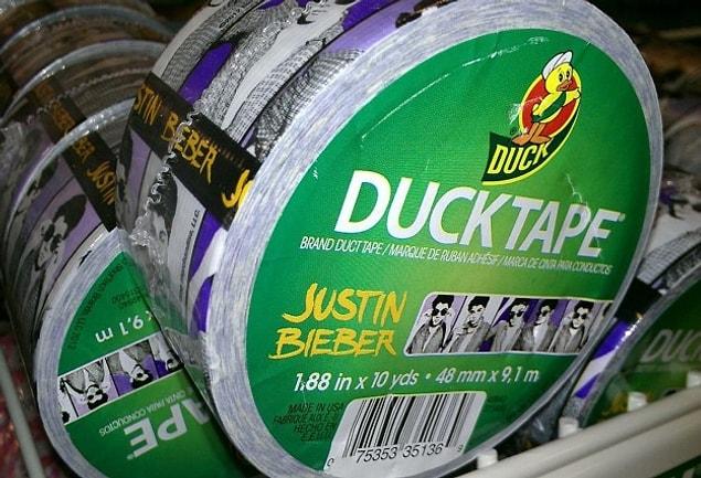 16. A duck tape that has thousands of Justin Biebers on it...