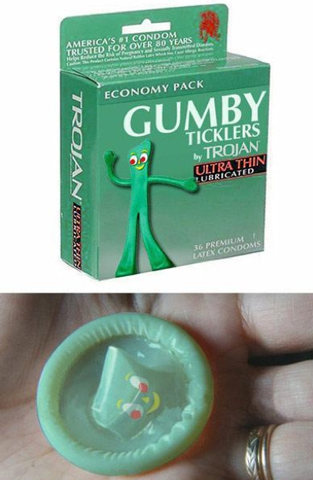17. A condom with a creepy face on it...