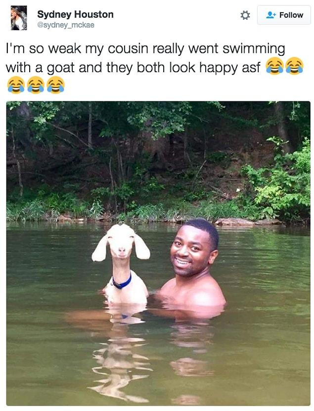 27. I'm chilling with my goat friend at the lake!