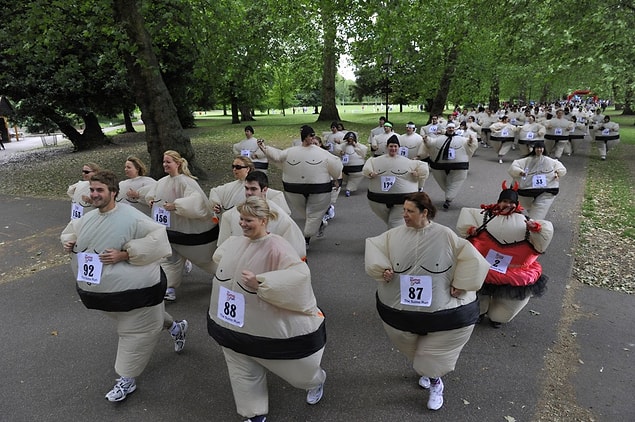 13. The Guinness World Record for a mass Sumo Suit gathering at a run.