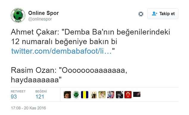 Beyaz Futbol programında Ahmet Çakar, canlı yayında Demba Ba'nın Twitter'dan pornografik bir içeriği beğendiğini söyledi.