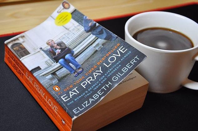 9. Having a hot beverage while reading Eat, Pray, Love!