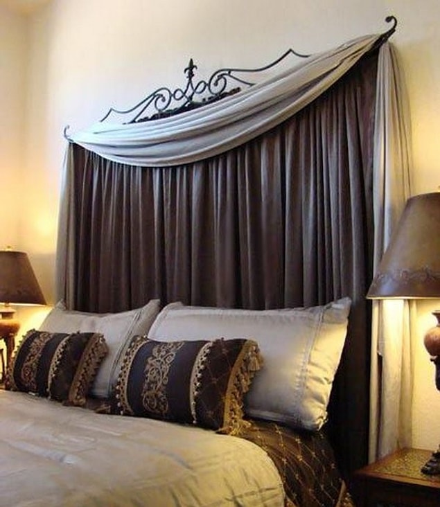 8. If you don't have a bed headboard, curtains will save you!