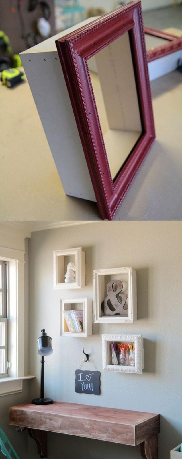 15. If you don't have shelves, you can use frames!