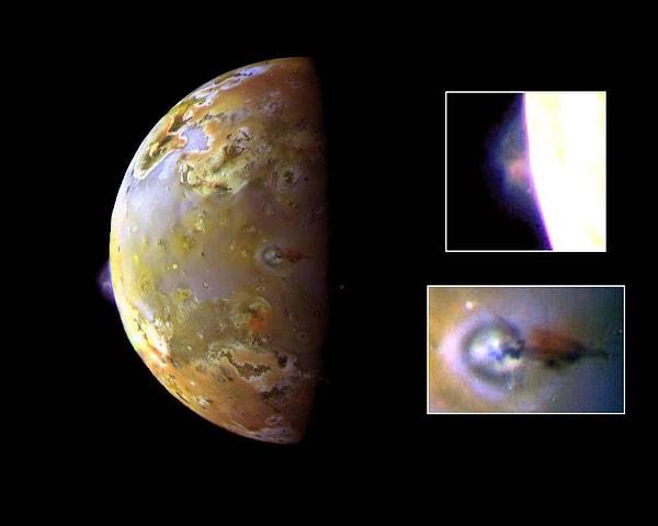 22. Jüpiter'in uydusu Io, Güneş Sistemi'nde volkanik açıdan en aktif cisimdir.