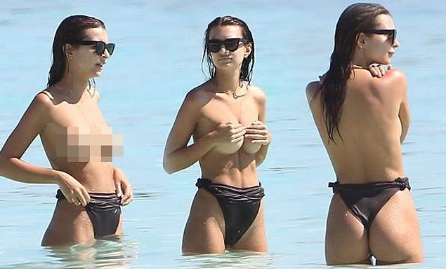 4. Ünlü model Emily Ratajkowski, arkadaşlarıyla birlikte çıktığı Meksika tatilinde paparazzilere çıplak yakalandı.