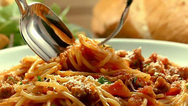 12. We invite the spoon to join the fork while eating spaghetti.