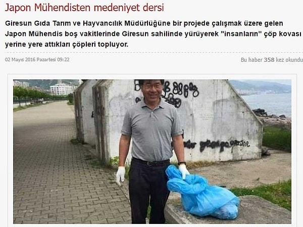 4. Haftanın altı günü sabah sahilde spor yapan, kalan bir gününü de sahil yolundaki çöpleri toplamaya adayan Japon mühendis.