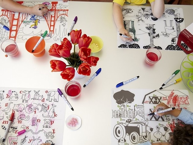 13. Reusable coloring placemat!