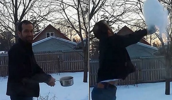 10. Кипящая вода превратилась в снег