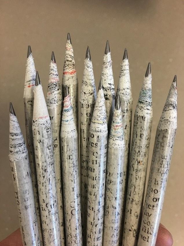 26. These pencils are made from old newspaper!
