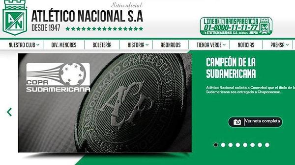 Atletico Nacional, internet sitesinde Copa Sudamerica'nın şampiyonu olarak Chapecoense'yi ilan etti.