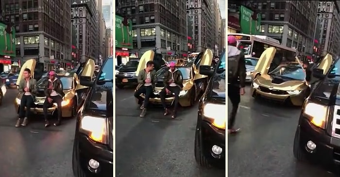 Trafiğin Ortasında Fotoğraf Çektiren Gençlere Ayar Veren Adam Gibi Adam