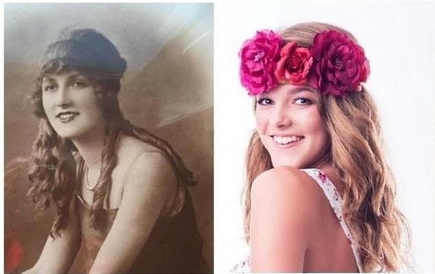 16. A photo 87 years apart: great-grandmother Michelle and her great-granddaughter Lucy