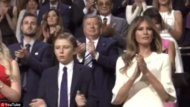 Among apparent 'signs' of autism that were pointed out by the video was Barron's style of clapping during his father's appearance at the Republican National Convention.