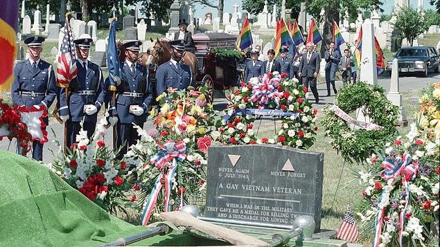 13. Funeral of Leonard Matlovich, who was a gay Vietnam War veteran died of AIDS 2 July 1988.