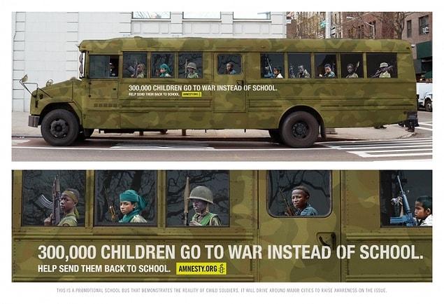 19. 300,000 children go to war instead of school.