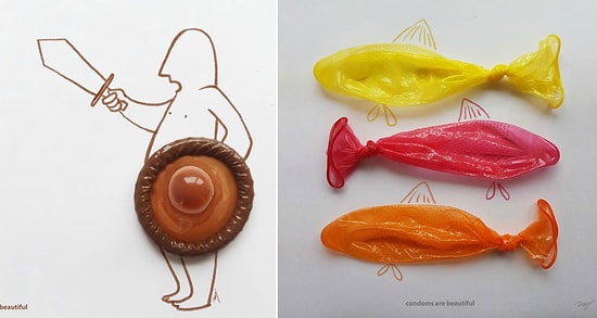 Веселые рисунки с презервативами, рекламирующие безопасный секс