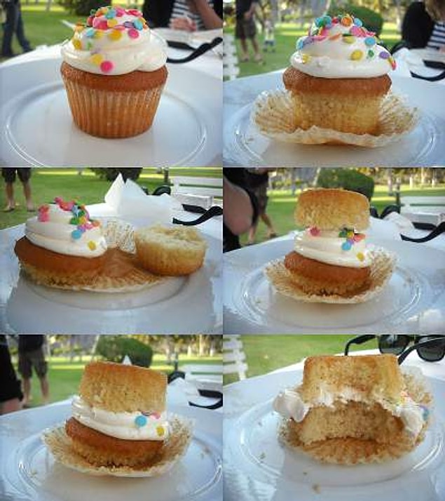 3. Aslında cupcake nasıl yeniyor, gösterelim.
