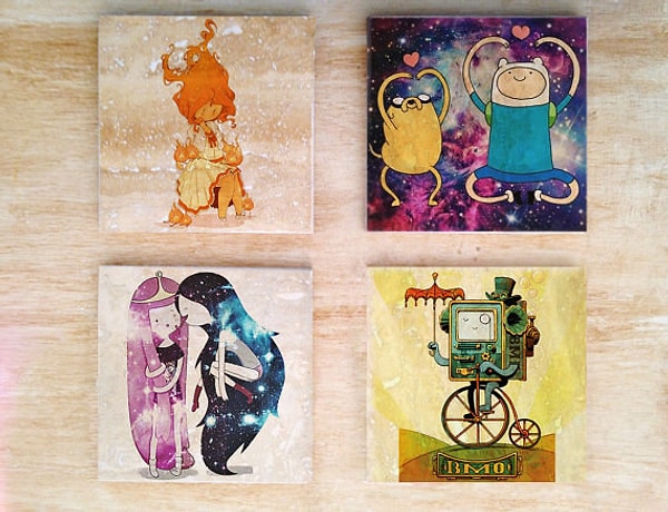 18. Подставки под кружки с кадрами из "Времени приключений"