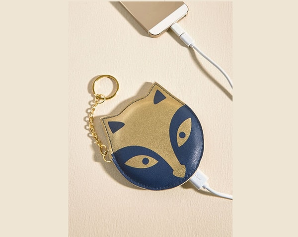 4. Очаровательная портативная зарядка-брелок в виде енота