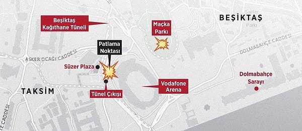 İki bombalı saldırı, Süper Toto Süper Lig'de Beşiktaş ile Bursaspor arasında oynanan maçın bitiminin hemen ardından gerçekleştirildi.