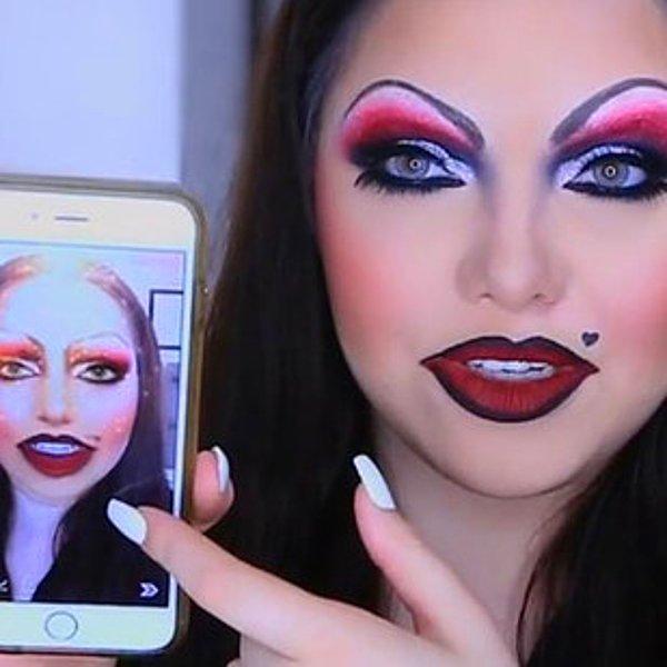 10. Snapchat filtreleri, yapılan süper ötesi makyajlarla hayat buldu.