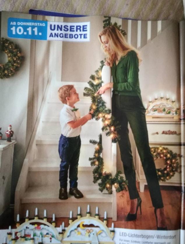 15. This fake catalog mom got what she wanted from Santa: extra long legs!