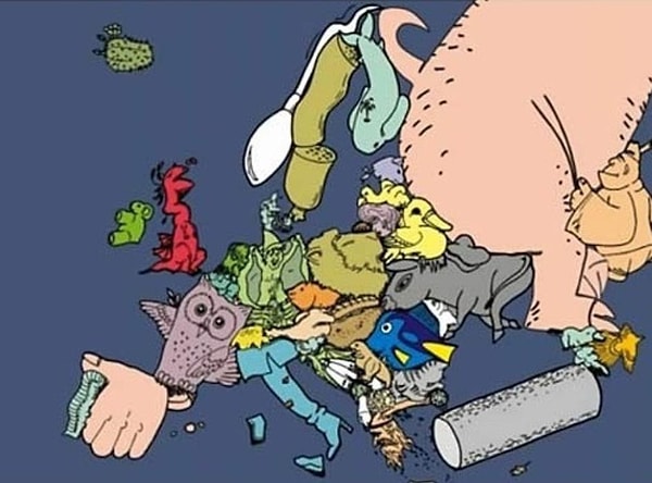 Запомните как выглядит веселая карта Европы. Ниже будет предложено отгадать страну в увеличенном виде.