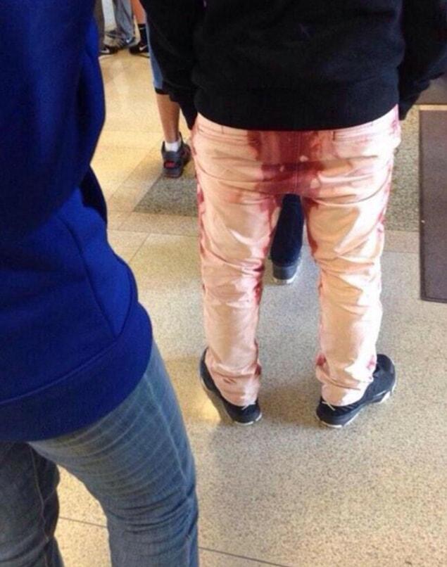 13. How you think your pants look when you're on your period and have been sitting down for a long while: