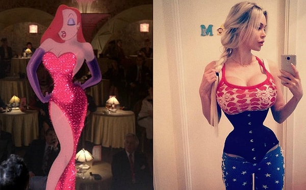 5. И все это ради того, чтобы быть похожей на любимую героиню мультфильма "Кто подставил кролика Роджера", Джессику Рэббит